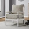 New Linen Fabric Spindle Accent Chair with Wood Frame Spool High Resilience Spring Cushion and Armrest Pads Chair