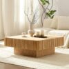Natural Wood Coffee Table Modern Handcraft Drum Wooden Solid Veneer Tea Table
